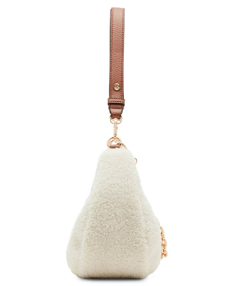 Anne Klein Small All Over Sherpa Crescent Shoulder Bag
