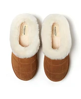 Fireside by Dearfoams Women's Bendigo Genuine Shearling Quilted Platform Clog Slipper