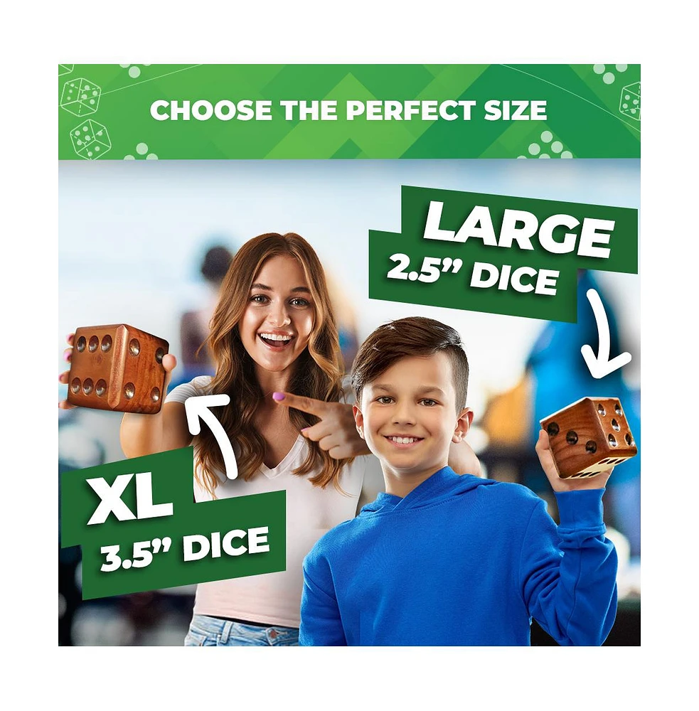 Swooc - Yardzee, Farkle & 20+ Games - Light-Weight Yard Dice Game Set (All Weather) with Wood Bucket, 5 Score Cards, and Marker