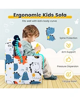 Kids Sofa Chair Foam Filled Armchair Dinosaur Toddler Couch with Cover & Pillow