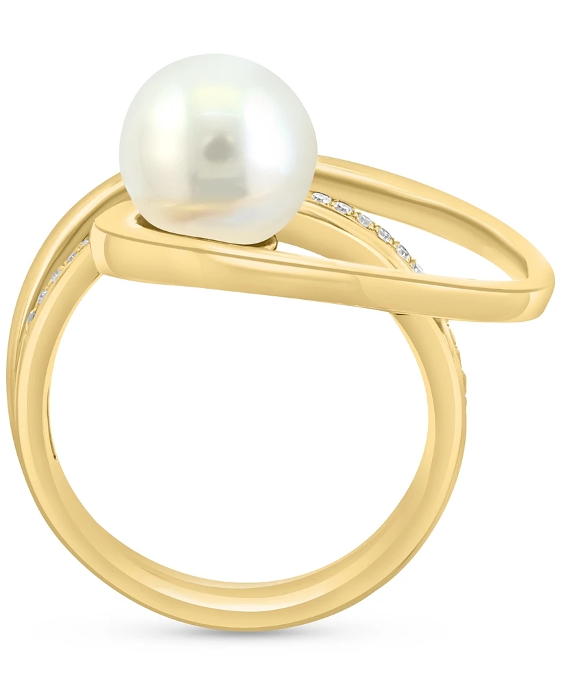 Effy Freshwater Pearl (8-1/2mm) & Diamond (1/10 ct. t.w.) Coil Statement Ring in 14k Gold