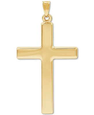 Men's High-Polished Simple Large Cross Pendant in 14k Gold