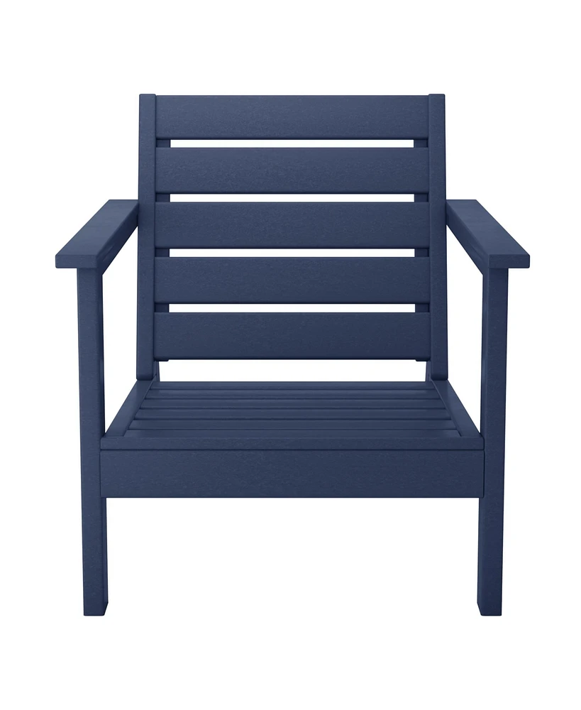 WestinTrends Outdoor Modern Hdpe Patio Navy Blue Club Chair with Deep Seat Cushions