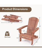 Folding Adirondack Chair Set of with High Backrest & Wide Armrests Wooden