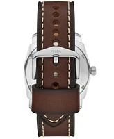 Fossil Men's Machine Three-Hand Date Brown Leather Watch and Bracelet Set, 42mm