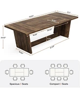 Tribesigns 70.87-Inch Dining Room Table: Wood Large Table for 6-8 People, Rectangular Farmhouse Kitchen with Solid Pedestal, Rustic Long