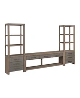 Portmore 80" Wood 3PC Tv Console Set (80"Console, 2 Piers)