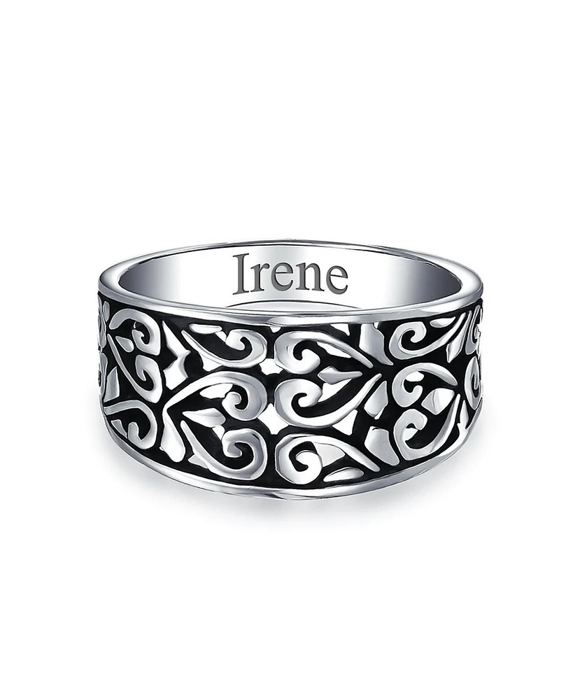 Bling Jewelry Boho Fashion Sterling Silver Ring with Open Swirl Hearts Filigree Design
