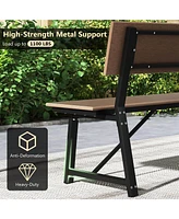 2 Pcs 4-Person Bench with All-Weather Hdpe Seat & Back Heavy-Duty Metal Support