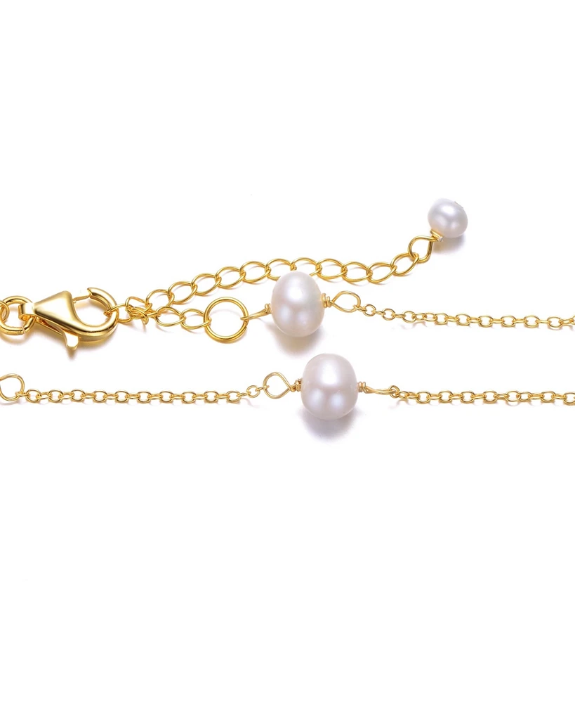 Rachel Glauber 14K Gold Plated Bracelet with Lustrous Pearls