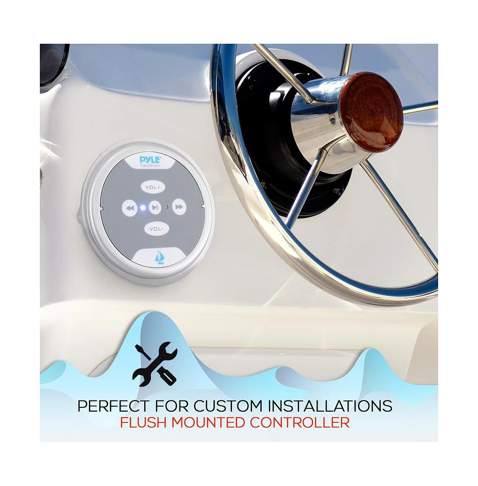 Pyle 2-Ch. Bluetooth Marine Amplifier Kit, Waterproof, 600 Watt, Silver