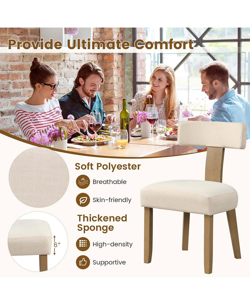 Costway Set of 2 Armless Dining Chairs with Curved Backrests & Padded Seat Cushions