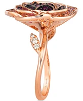 Le Vian Multicolor Sapphire (1-5/8 ct. t.w.) & Nude Diamond (1/8 ct. t.w.) Flower Statement Ring in 14k Rose Gold