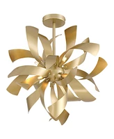 Verity 22" Modern Semi Flush-Mount Ceiling Light Fixture Kitchen Foyer Hallway Sculptural Twisted 6-Light Led Dimmable Gold Finish Metal Bedroom Bathr