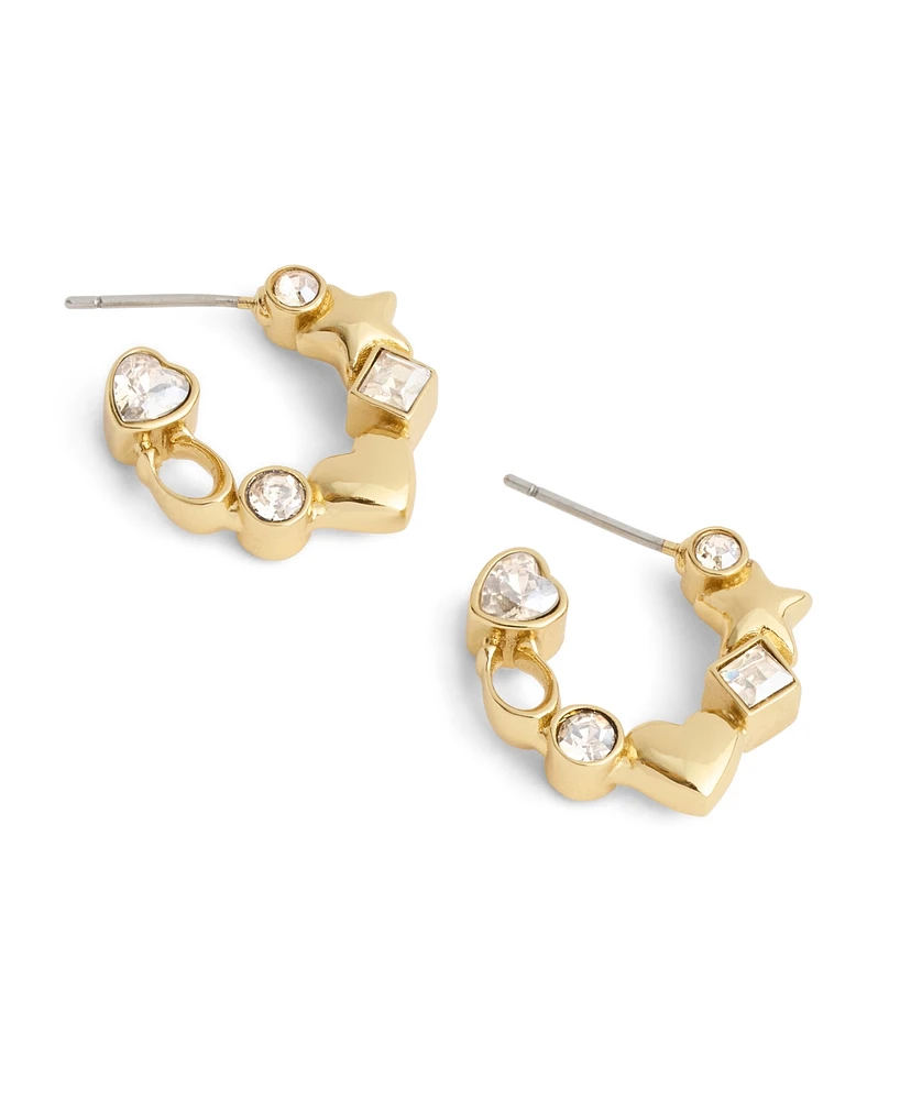 Coach Faux Stone Signature Star Charm Huggies Earrings