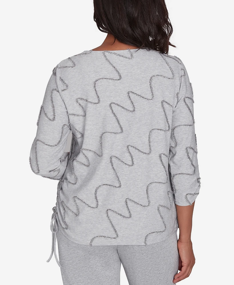 Alfred Dunner Petite Casual Fridays Diagonal Textured Crew Neck Top