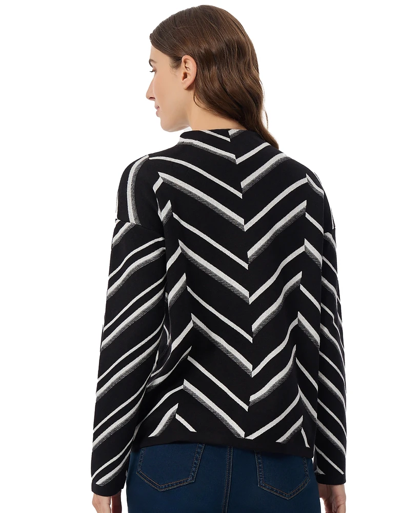 Jones New York Women's Chevron Mock-Neck Sweater
