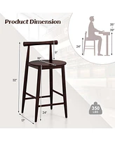 Bar Chair Counter Height Stools Set of with Acacia Wood Frame Supporting Legs