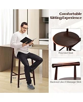 Bar Chair Counter Height Stools Set of with Acacia Wood Frame Supporting Legs