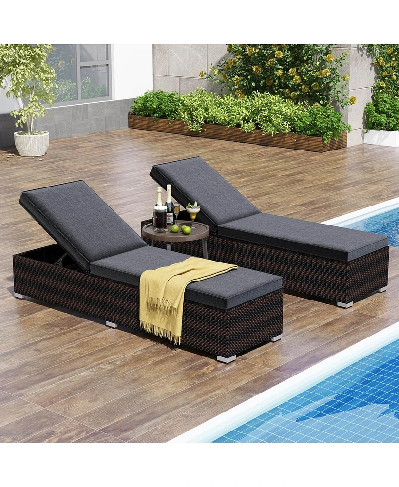 Pcs Chaise Lounge with 4-level Backrest Heavy-Duty Metal Frame Seat Cushion