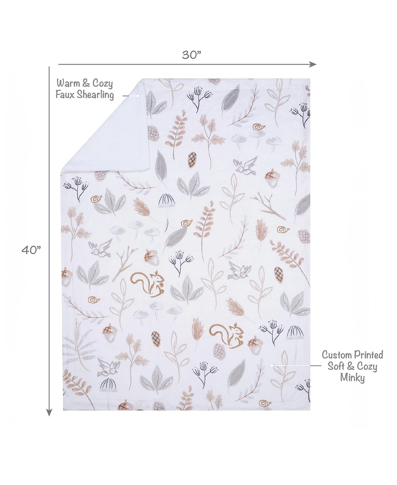 Lambs & Ivy Treetop Fox Woodland/Forest Minky/Faux Shearling Fleece Baby Blanket