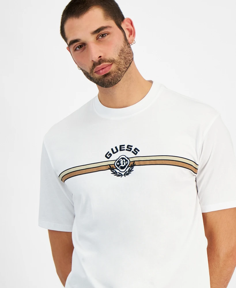 Guess Men's Mojo Relaxed-Fit Embroidered Collegiate Logo Graphic T-Shirt