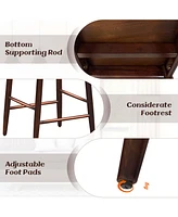 Bar Chair Counter Height Stools Set of with Acacia Wood Frame Supporting Legs