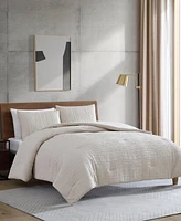 Kenneth Cole New York Serenity Wavy Lines Beige Embossed 3-Pc. Duvet Cover Set