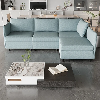 Modular Sectional Sofa, Convertible Sofa Seat With Storage, Sleeper Sectional Sofa Set