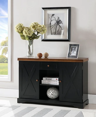Kings Brand Furniture Wood Buffet Cabinet Console Table (Antique White/Walnut)
