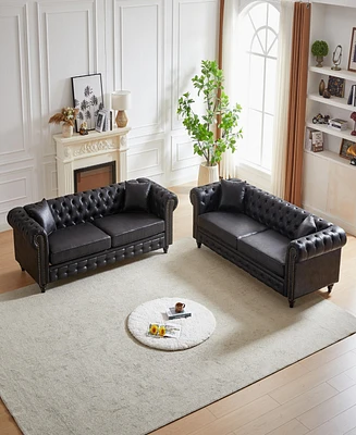 3 Seats + 3 Seats Combo Sofa Modern living room sofa with solid wood frame and wooden feet, 4 cushions, apartment sofa furniture for living room, livi