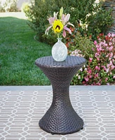 Hourglass Wicker Side Table With Iron Frame For Outdoor Decor