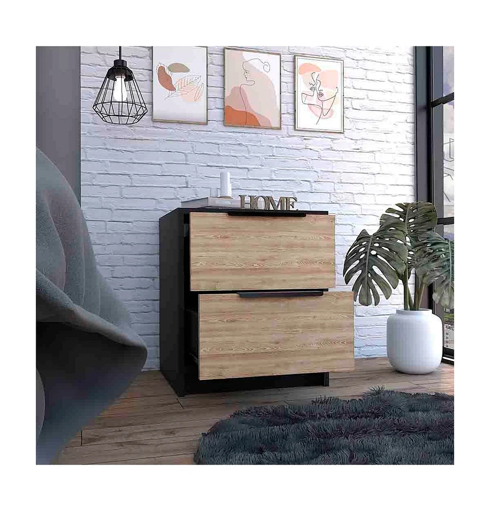 Depot E-shop Egeo Nightstand, Two Drawers, Superior Top