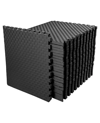 Everyday Essentials BalanceFrom Fitness 72 Sq Ft Interlocking Eva Foam Exercise Mat Tiles, Black