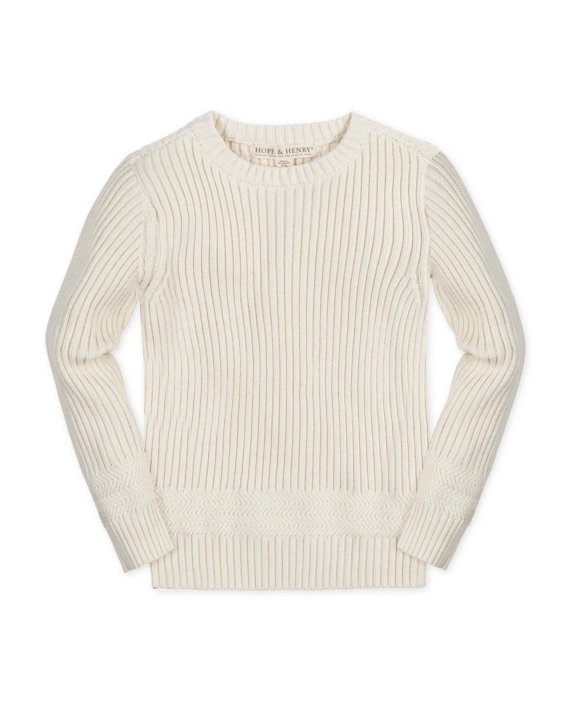 Hope & Henry Baby Boys Long Sleeve Herringbone Detail Crew Neck Pullover Sweater