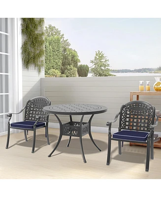 (Cushions In Random Colors)3-Piece Set Of Cast Aluminum Patio Furniture With Cushions