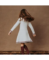 Hope & Henry Big Girls Long Sleeve Schoolgirl Cable Sweater Dress