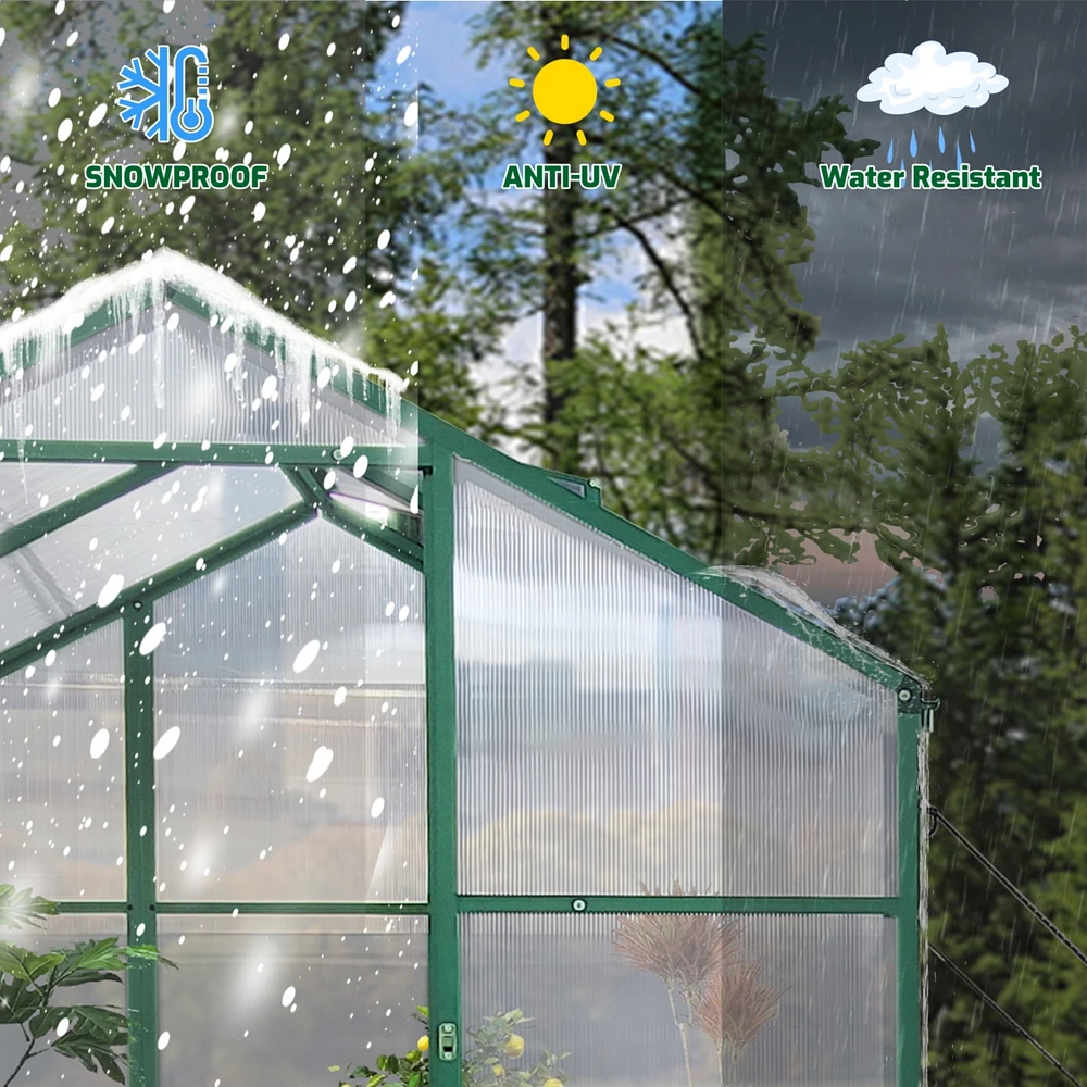 Newly marketed Gain height windproofaluminum greenhouse 6x4 Ft Polycarbonate Greenhouse Raised Base and Anchor Aluminum Heavy Duty Walk-in Greenhouses