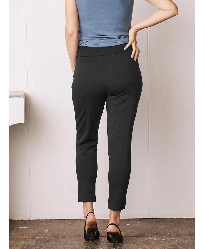 Angel Maternity Alana Relaxed Ponti Black Work Pants - Ankle or Full Length