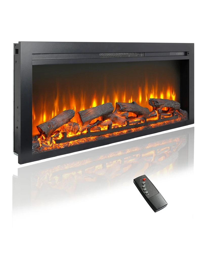 44 inch wall recessed electric fireplace with remote and Imitation Flame, Led light heater