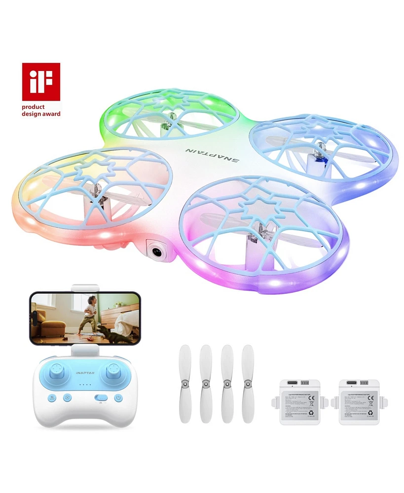 Snaptain - K30 Mini 720P Hd Camera Drone with Colorful Lighting and Remote Controller - White