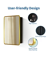 2028 inch Gold Metal Framed Wall mount or Recessed Bathroom Medicine Cabinet with Mirror