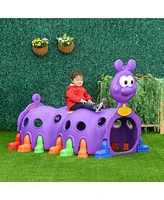Caterpillar Climbing Tunnel for Kids Climb-n-Crawl Toy Indoor & Outdoor Toddler Play Structure for 3-6 Years Old, Purple