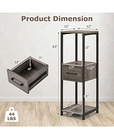 1 Pack 3 Tier Tall Metal Plant Stand Indoor Plant Table with Drawer Anti-tipping Devices