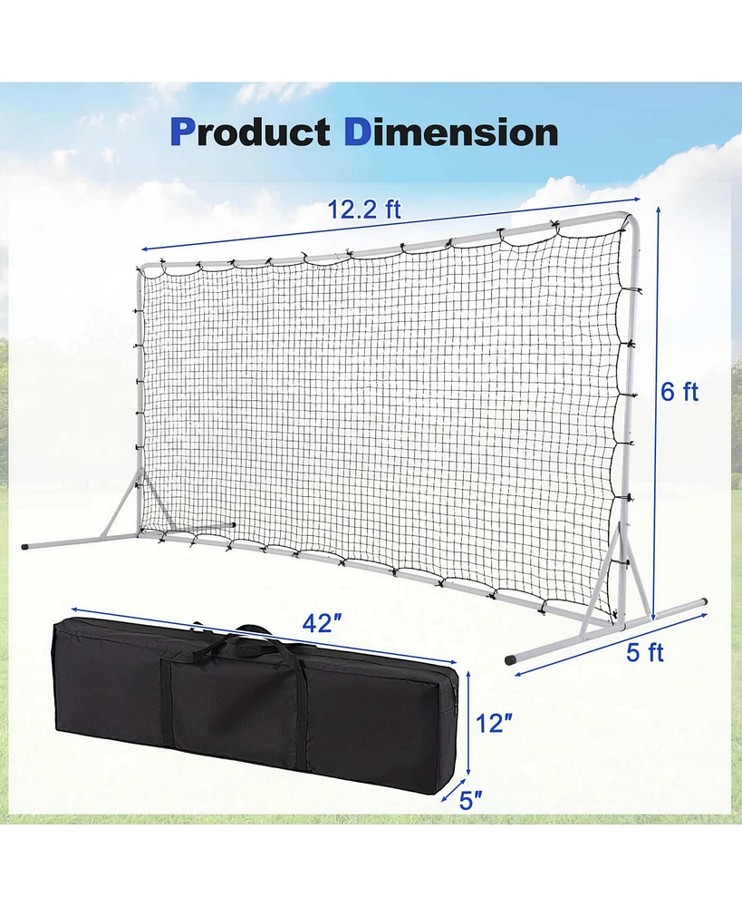 Soccer Rebounder Net 12 x 6 Ft Portable Football Training Equipment with Net