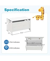 Kids Toy Box w/Safety Hinge Wood Storage Chest Flip-Top Storage Organizer