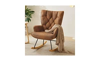 Upholstered Glider Rocking Chair for Nursery High Backrest for Comfort and Support