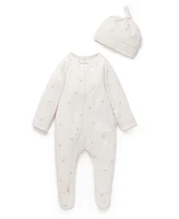 Purebaby Baby Boy and Girls Zip Coverall & Hat Set