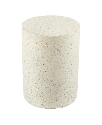 LuxenHome Outdoor Side Table, 18'' Cement Outdoor End Tables for Patio, Garden Accent Table, Modern Small Round Side Table