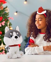 Geoffrey's Toy Box 10" Husky with Christmas Hat Plush Toy, Created for Macy's